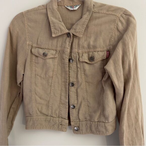 Hard Tail Jackets & Blazers - Hard Tail Vintage - Tan/cream Crop-top Jacket Size Small